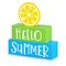 3 Pieces Summer Wooden Block Decor for Home Lemon Wooden Tiered Tray Block Decor Rustic Hello Summer Sign for Living Mantle Kitchen Table Party Decoration